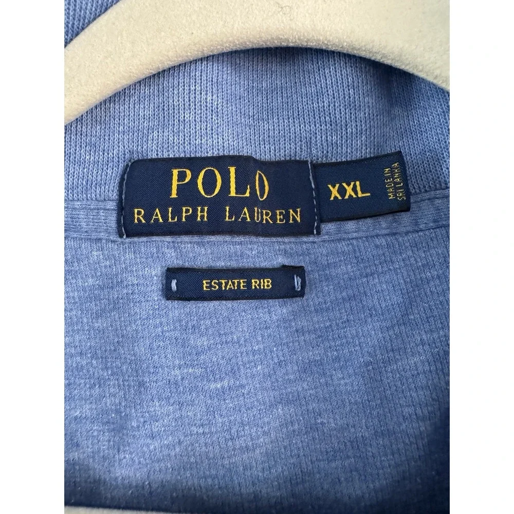 POLO Ralph‎ Lauren Estate Rib 1/4 Zip Pullover Mens L Blue Pony Sweater
